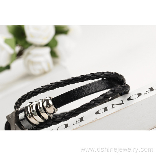 Wholesale Alloy Parts Genuine Leather Bracelet Handmade